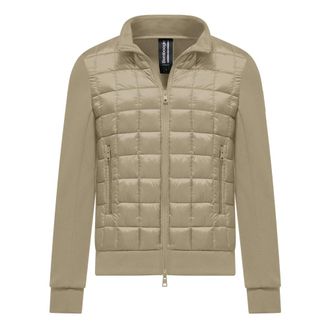 Bomboogie Jas van twee materialen in nylon en sweatstof - Heren - Jassen - Beige - Maat: L Nylon