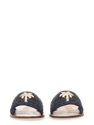 Maneb&igrave; Raffia Upper Slide Sandal - Blue