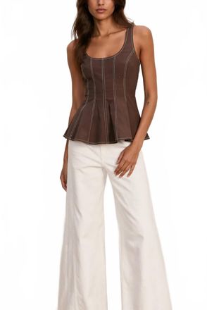 Veronica Beard Charlie Peplum Top In Dark Mocha