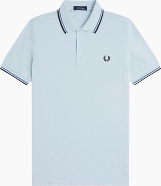 Fred Perry Mens Fred Perry Twin Tipped Fred Perry Polo Shirt - Light Ice Axe Blue Navy - Size: 44