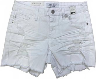 Judy Blue Womens Distressed With Lace Patch Shorts In White