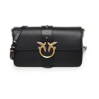 Pinko Love One Slouchy Crossbody Tas - Dames - Schoudertassen - Zwart - ONE Size - Katoen - Tassen