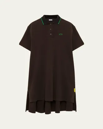 Loewe Short-Sleeve Cotton Pique High-Low Polo Dress