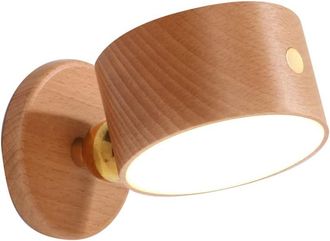 OEM 1 Set Lampada Da Comodino Ricaricabile Con Venature Del Legno Ruotabile A 360 Gradi Con Porta