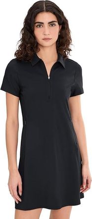 Tommy Bahama Abby Rib Short Sleeve Zip Polo Dress Womens Dress Black : LG (US 12-14), Nylon/Spandex