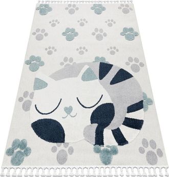 RugsX Rugsx - Carpet yoyo GD59 white / grey - Kitten for children, structural, sensory Fringes beige 160x220 cm