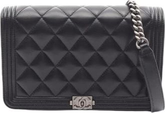 Chanel Pre-owned Lambskin Cross Body Bag - Dames - Vintage Schoudertas - Zwart - ONE Size - Leer - Vintage