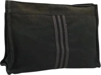 Herm&egrave;s Pre-owned Clutches, female, Black, Size: ONE SIZE Pre-owned Canvas Clutch Bag