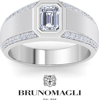 Bruno Magli Mens 1 1/2 Carat Lab Grown Diamond Ring In Sterling Silver
