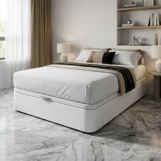 BeZen Canap&eacute; polipiel de luxe blanco - - con montaje 150x190 cm