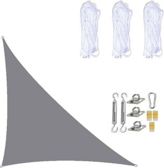 OEM [nunca Usado] Vela De Sombra Impermeable De 3&times;4&times;5 Metros, Triangular, Con Protecci&oacute;n Solar Y Kit De Fijaci&oacute;n Para Jard&iacute;n, Patio Y Plantas, Color Azul 