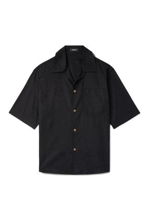 Versace Camp-Collar Logo-Jacquard Cotton-Poplin Shirt