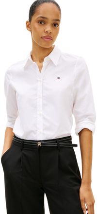 Tommy Hilfiger Womens NOS Stretch Regular LS Shirt WW0WW43577 L/S Shirt, Th Optic White, 46