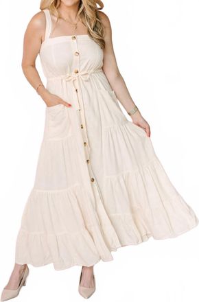 Lovestitch Boho Linen Maxi Dress In Cream