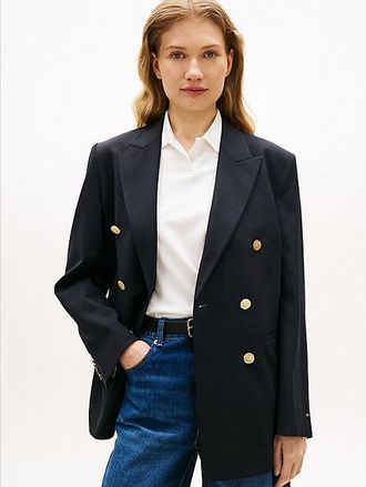 Tommy Hilfiger Timeless Wool Blend Relaxed Double Breasted Blazer