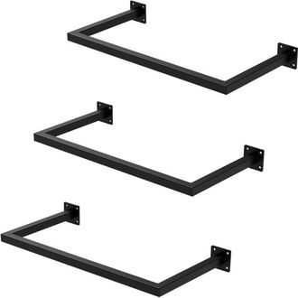ML Design Ml-design - Set 3x Percheros De Pared 60x30 Cm De Acero Inoxidable Negro Para Vestidor Armario Ba&ntilde;o O Cocina, Barra De Almacenamiento Hasta 50kg Para 