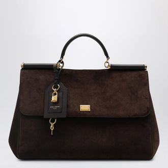 Dolce & Gabbana My Sicily large ebony brown suede bag