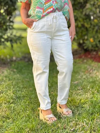 Judy Blue Brighten Up Your Day Jogger In Beige