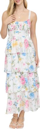 Blu Pepper Floral Tiered Dress in Off White Multi at Nordstrom, Size Medium