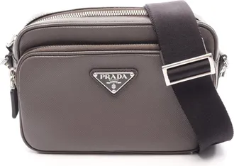 Prada Gray Saffiano Handbag Shoulder Bag (Pre-Owned)