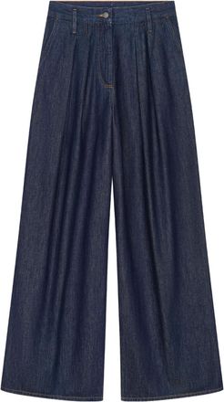 Dries Van Noten Jeans a gamba ampia con pieghe - Blu