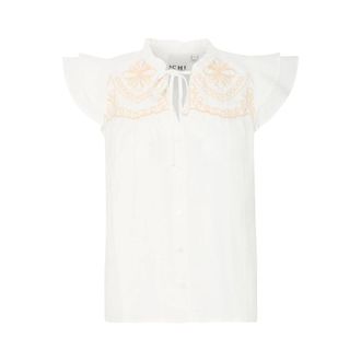 Ichi Ichi - Cloud Dancer Top met Geborduurde Details - Dames - Tops - Wit - Maat: L