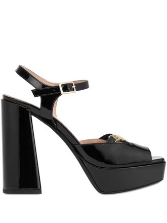 Love Moschino platform chain sandals - women - Calf Leather/Calf Leather/Calf Leather - 38 - Black