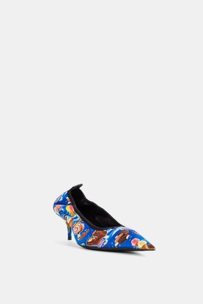 Balenciaga Printed Satin Collage Pump - Blue