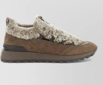 Brunello Cucinelli suede shearling sneakers