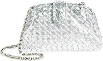 Bottega Veneta Mini Lauren 1980 Intrecciato Metallic Leather Clutch in Silver/Silver at Nordstrom