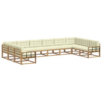 vidaXL Conjunto De Sof&aacute;s De Exterior 10 Uds. Blanco Y Crema Vidaxl