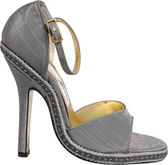 Dolce & Gabbana Womens Gray High Heeled Sandals Ankle Strap Shoes Leather