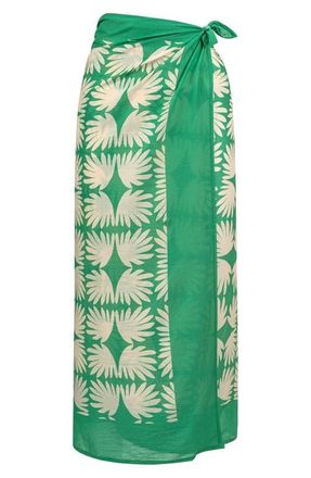 Sunshine Tienda Viridian Tile Print Cotton Sarong in Green at Nordstrom