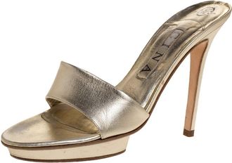 Gina Metallic Gold Leather Slide Sandals