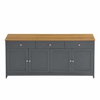 Urban Meuble Aparador efecto madera y gris 4 puertas 3 cajones
