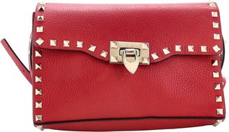 Valentino Garavani Valentino Red Sheep Leather Rockstud Flip Lock Flap Bag Medium (Authentic Pre- Loved)