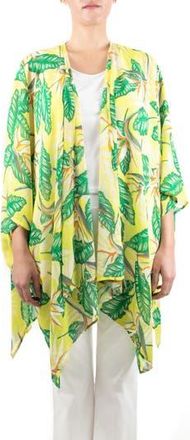 Nina Leonard Semi Sheer Open Front Topper in Botanical Tropical at Nordstrom Rack