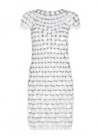 Paco Rabanne Womens Iconic Sparkle Discs Dress In White