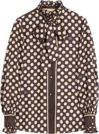 Valentino Garavani Plus De Pois-Print Ruffled Shirt