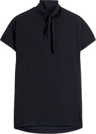 Christophe Lemaire Short Sleeve Foulard Top with Tied Scarf Detail