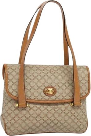 Celine Pre-owned Vintage macadam handtas - Dames - Vintage Handtas - Beige - ONE Size - Leer - Vintage