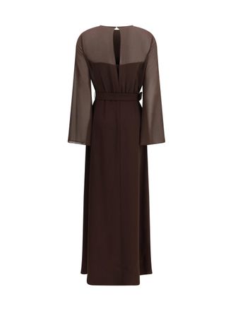 P.A.R.O.S.H. Layered Long Belted Dress - Brown