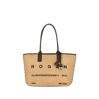 Hogan Beige Address Shopping Piccola Raffia Shopping Bag