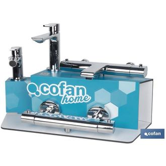 cofan Kit De Griferia + Expositor Modelo Matheson, Kit Expositor O Soporte Para Grifer&iacute;a Fabricado En Pvc (palboard) De La Marca Home. Con Capacidad Para 5 