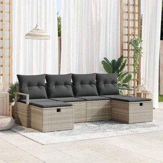 vidaXL Vidaxl - Conjunto De Sof&aacute; De Jard&iacute;n 6 Pcs Gris Claro 230 X 117 X 85 Cm