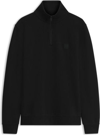 BOSS Cotton-terry sweatshirt with zipper collar