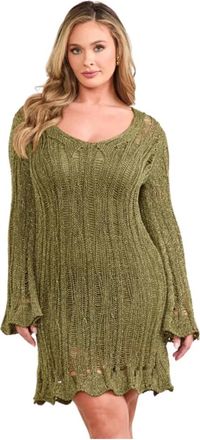 Marciano Lucky LS Flare Mini Jurk - Dames - Kleedjes - Groen - M - Kleedjes