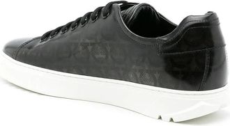 Ferragamo Gancini-Print Leather Sneaker - Black