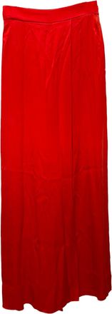Temperley London Wide-Leg Trousers in Red Silk