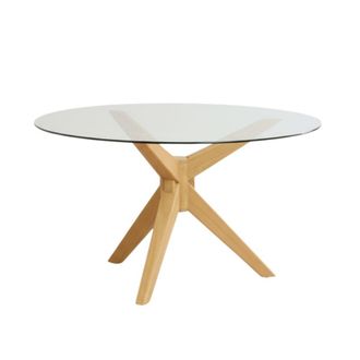 Wabi Home Mesa de comedor de madera maciza y cristal &oslash;150cm